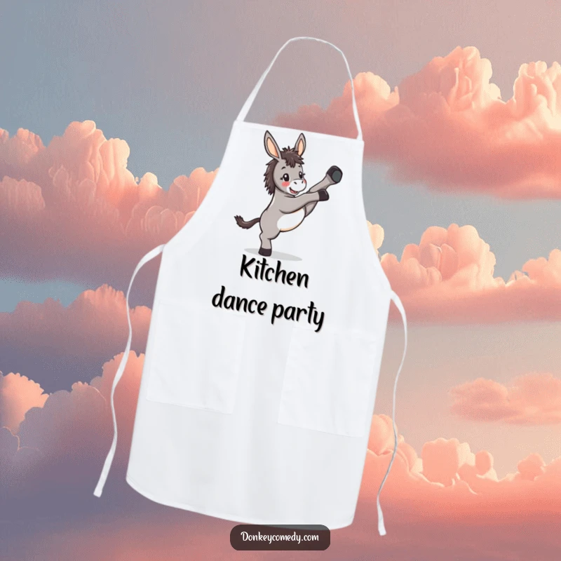Funny Kawaii Donkey Kicking Apron: A practical apron showcasing a donkey kicking its legs, designed to bring joy to the cook.