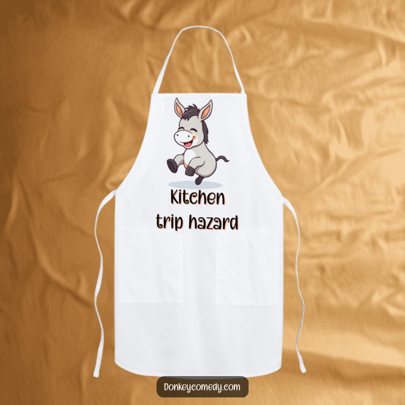 Funny Kawaii Donkey Tripping Apron: A practical apron showcasing a giggling donkey tripping, designed to bring smiles to the cook.