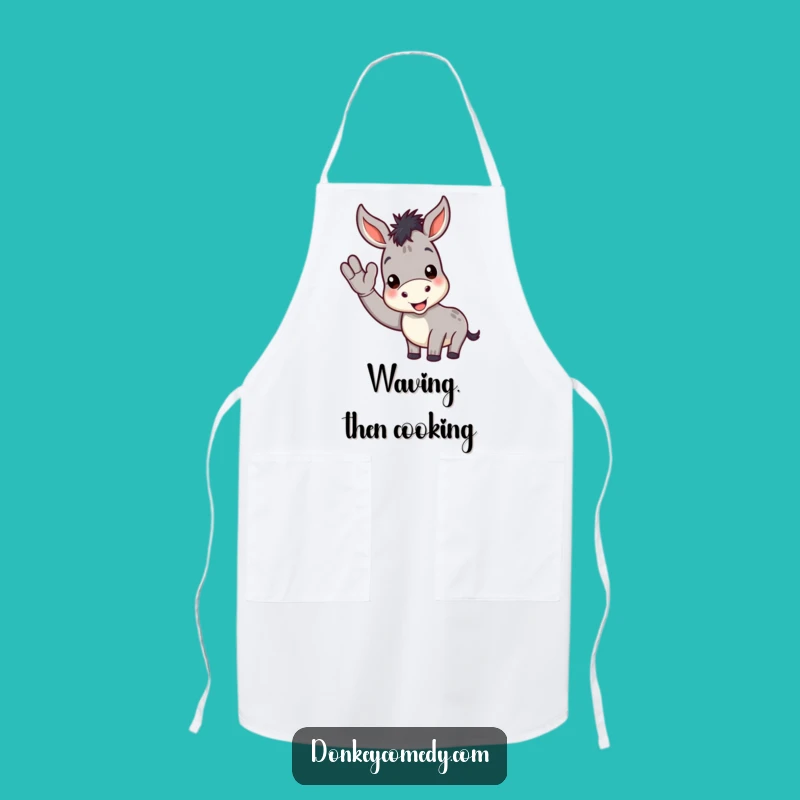 Funny Donkey Apron: Cheerful Wave for Kitchen Greetings