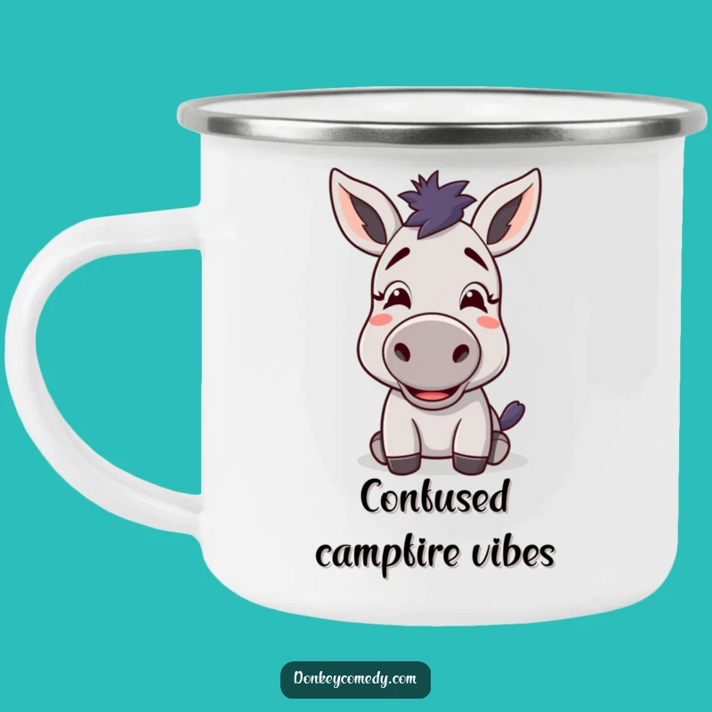 Funny Confused Donkey Camping Mug - Kawaii Animal Delighted Expression Cup