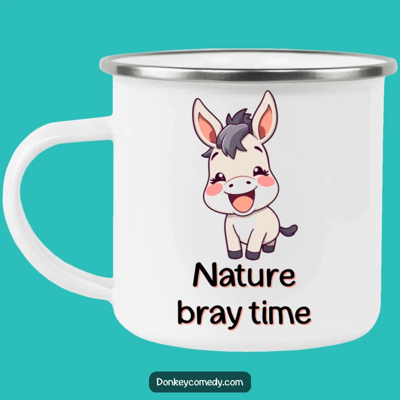 Funny Kawaii Donkey Enamel Camping Mug: Happy Bray for Outdoor Laughs