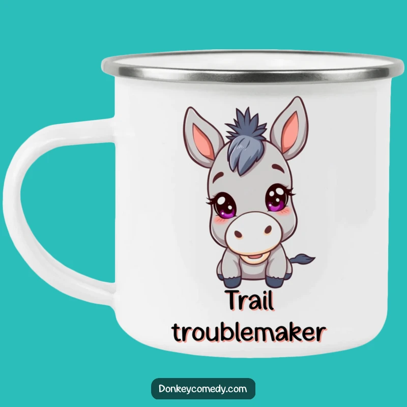 Funny Kawaii Donkey Mischief Camping Mug: Adventure with a Wink