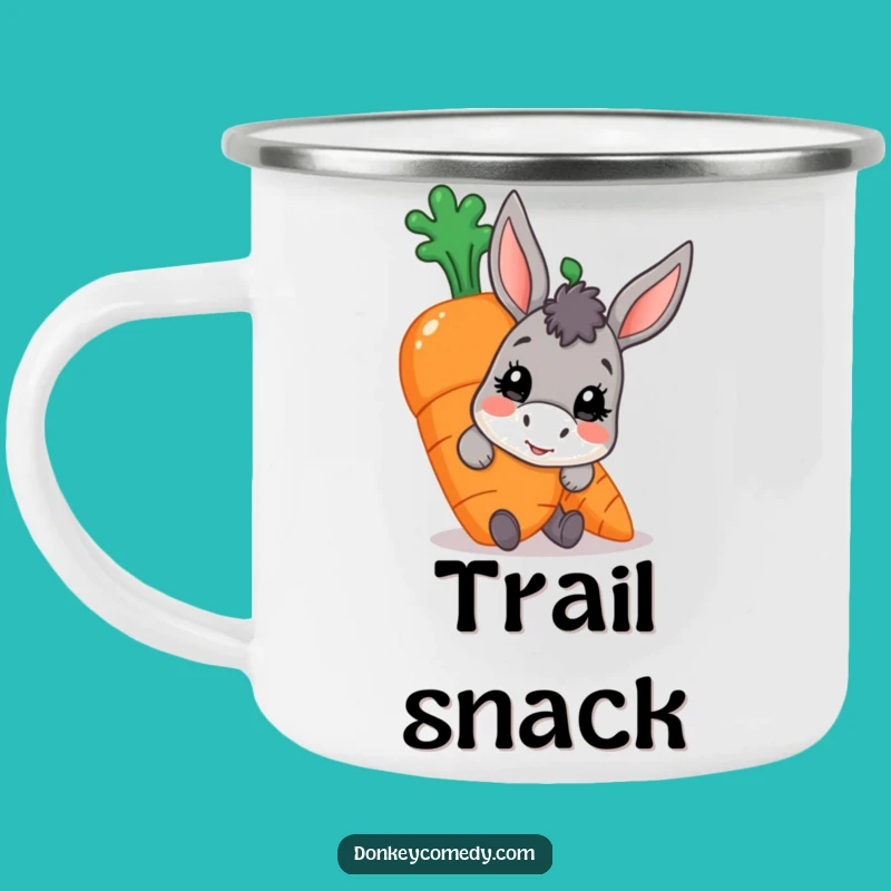 Funny Donkey Carrot Camping Mug: Peeking Character for Outdoor Fun