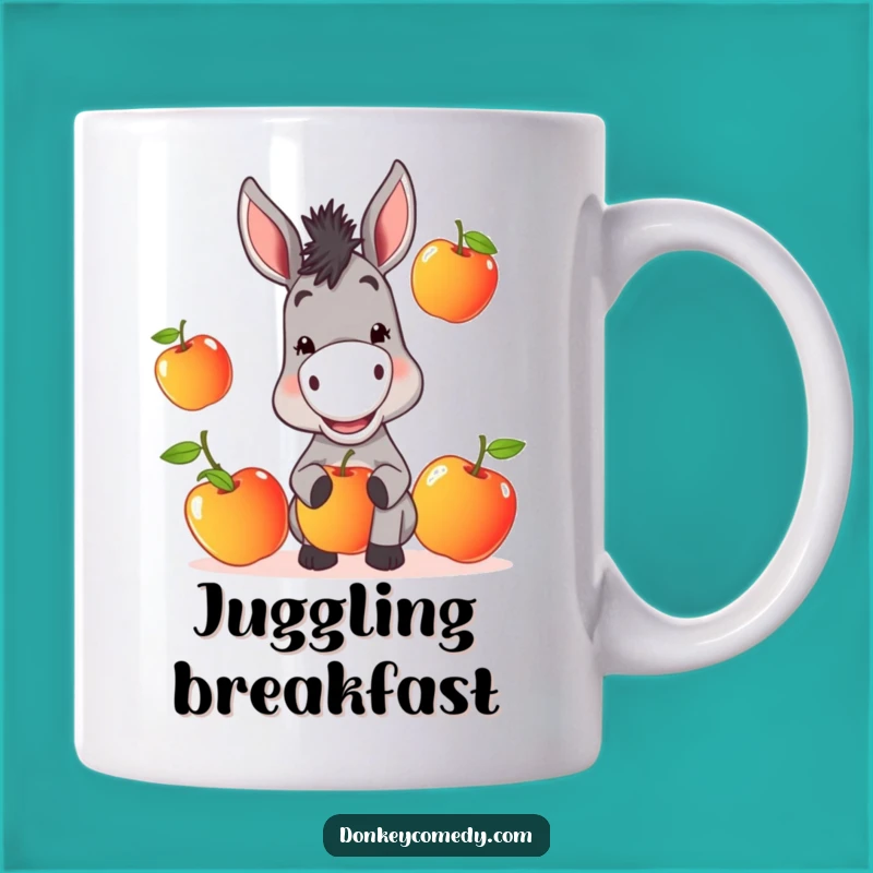Funny Donkey Juggling Mug: Mischievous Fruit Fun, Hilarious Animal Gift, Perfect Present!