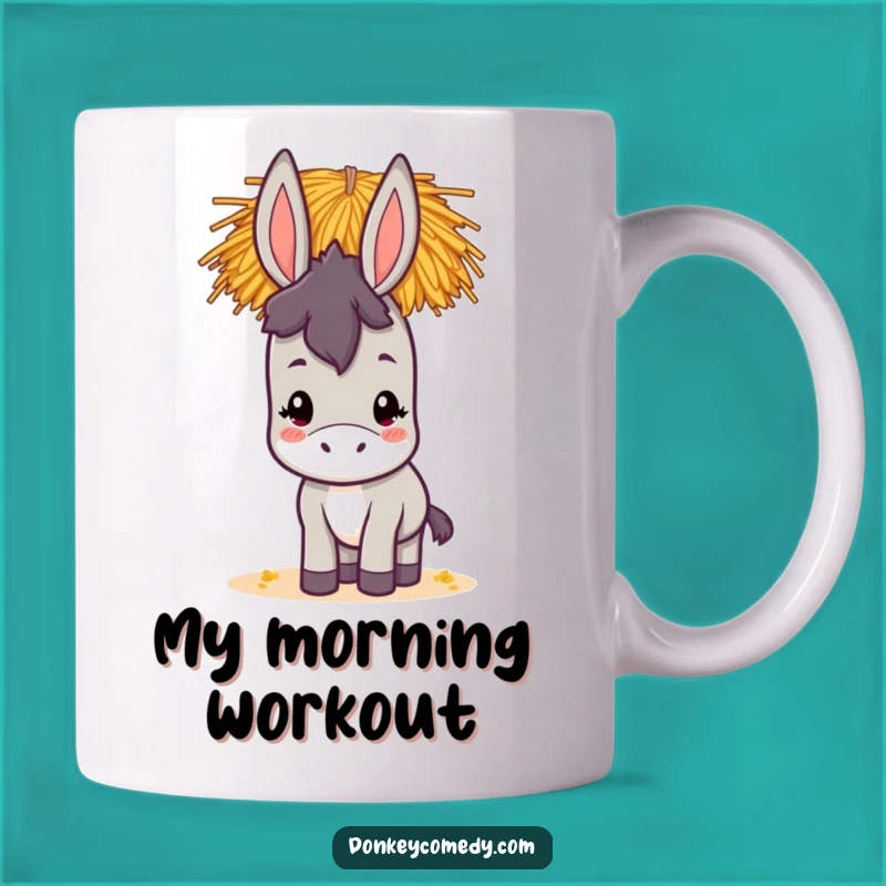 Funny Kawaii Donkey Balancing Hay Mug: A Hilarious Gift for Donkey Lovers