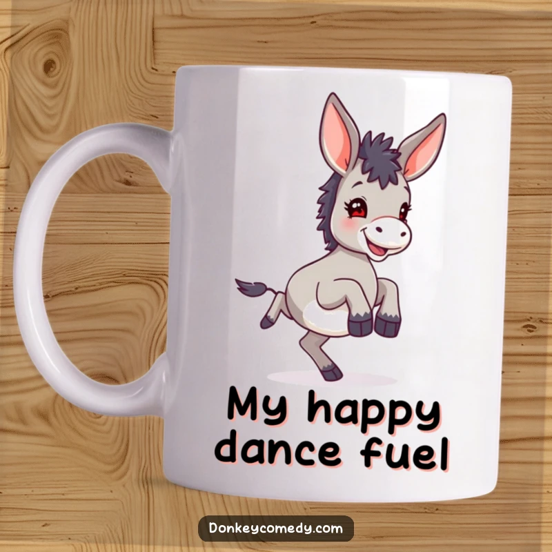 Funny small donkey with enormous ears, joyfully kicking its hind legs high in the air, a whimsical depiction.