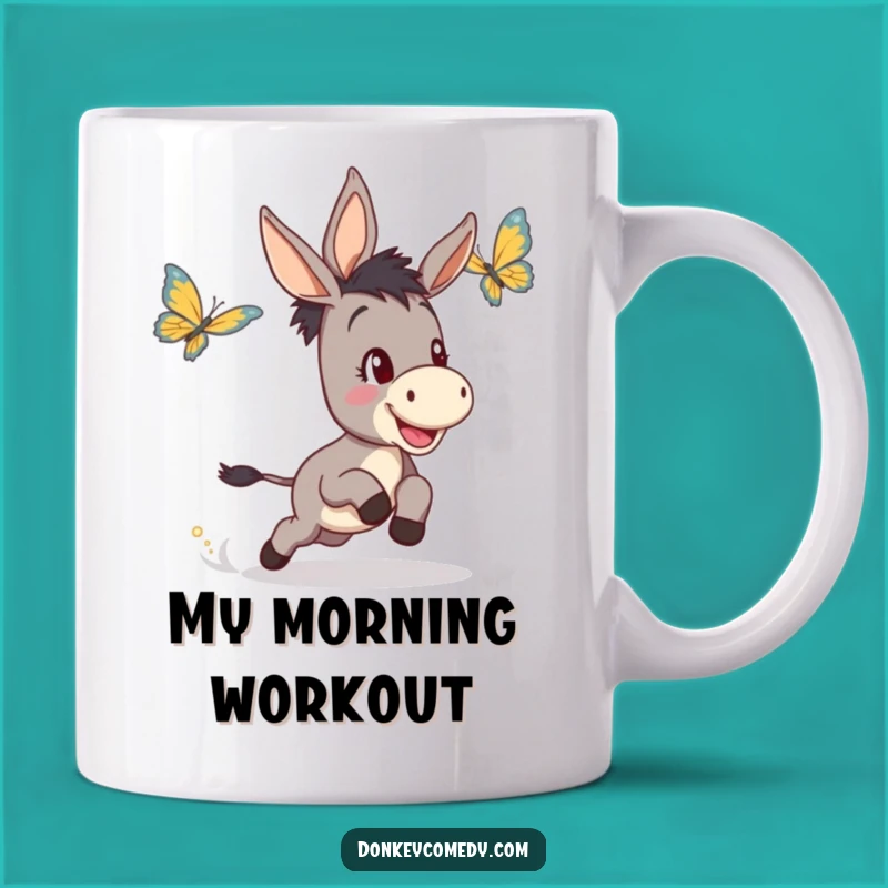 Funny Donkey Butterfly Chase Mug - Perfect Humorous Gift for Animal Lovers