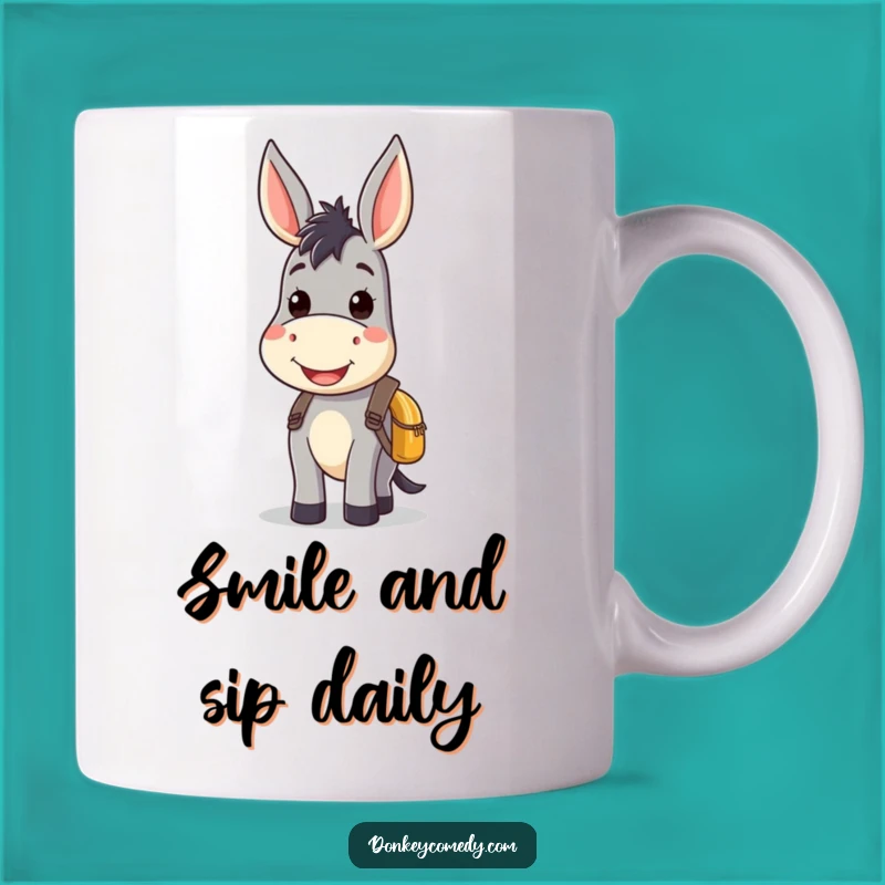 Kawaii Donkey Smile Backpack Mug - Cute & Funny Gift for Travelers