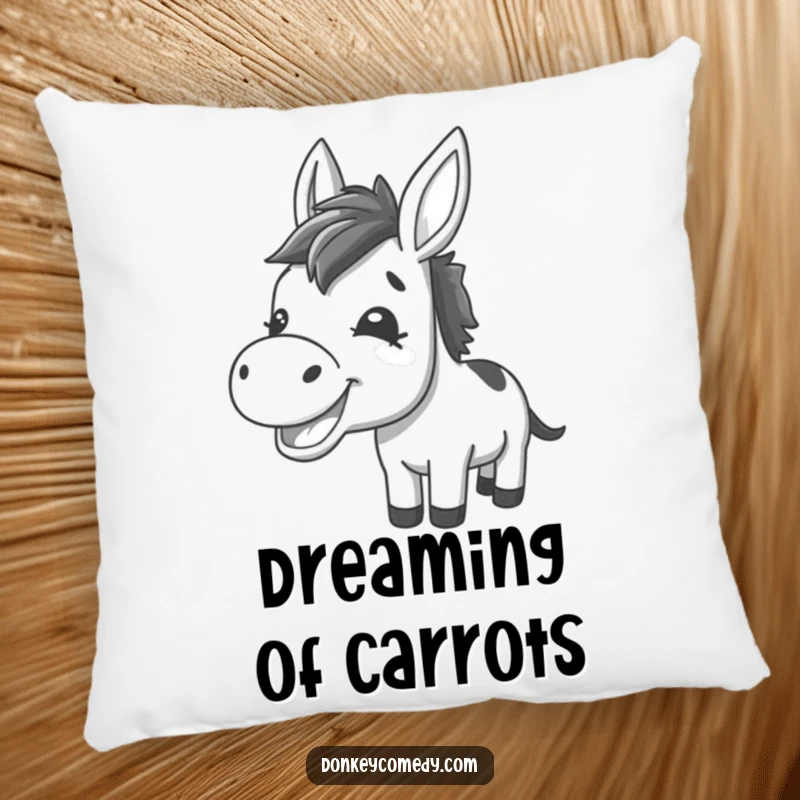 Funny Kawaii Donkey Braying Pillow: A soft pillow showcasing a joyful donkey braying, perfect for adding humor and comfort to your couch.