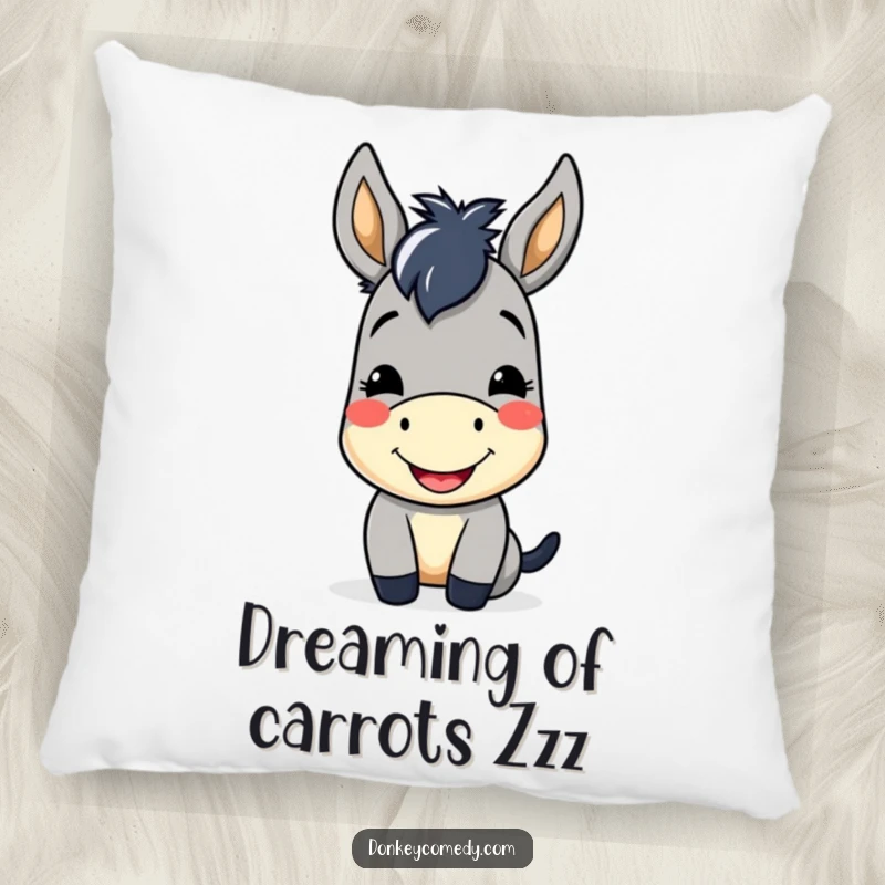 Funny Kawaii Donkey Pillow featuring a cute donkey with a cheerful smile and friendly nod, perfect for comfort.