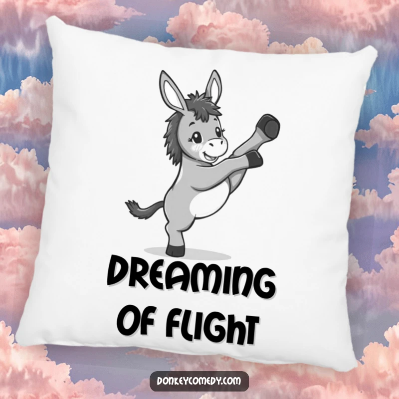 Funny Kawaii Donkey Kicking Pillow: A plush pillow featuring a donkey gleefully kicking its legs, perfect for adding humor to any room.