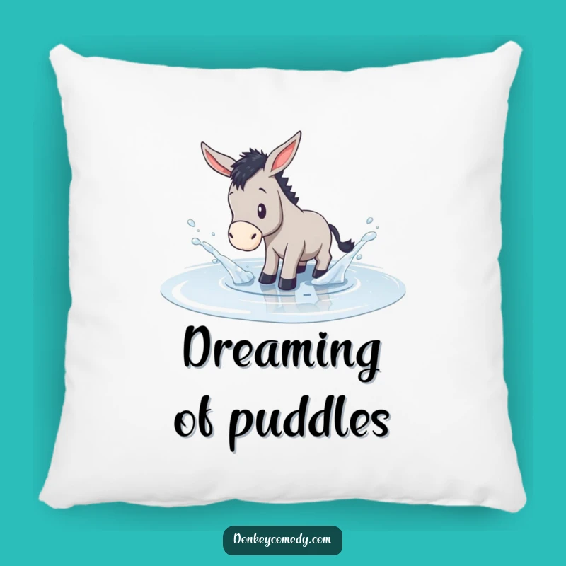 Funny Donkey Puddle Splash Pillow - Soft Humorous Accent Gift