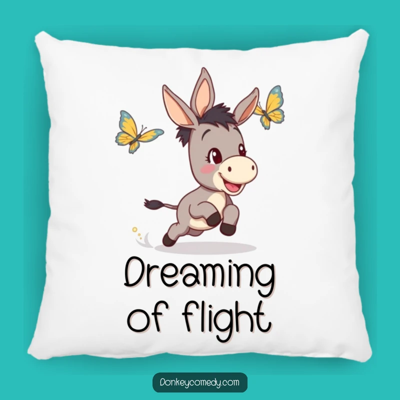 Funny Donkey Butterfly Chase Pillow - Soft Humorous Accent Pillow Gift