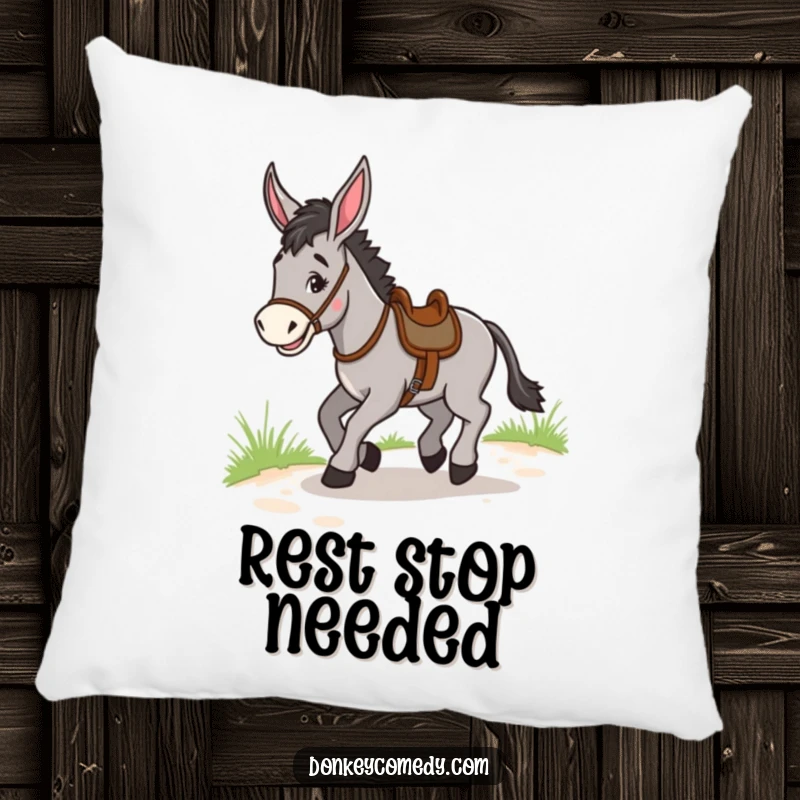 Funny Donkey Trotting Pillow: A decorative pillow showing a donkey joyfully trotting, offering funny comfort and charm.
