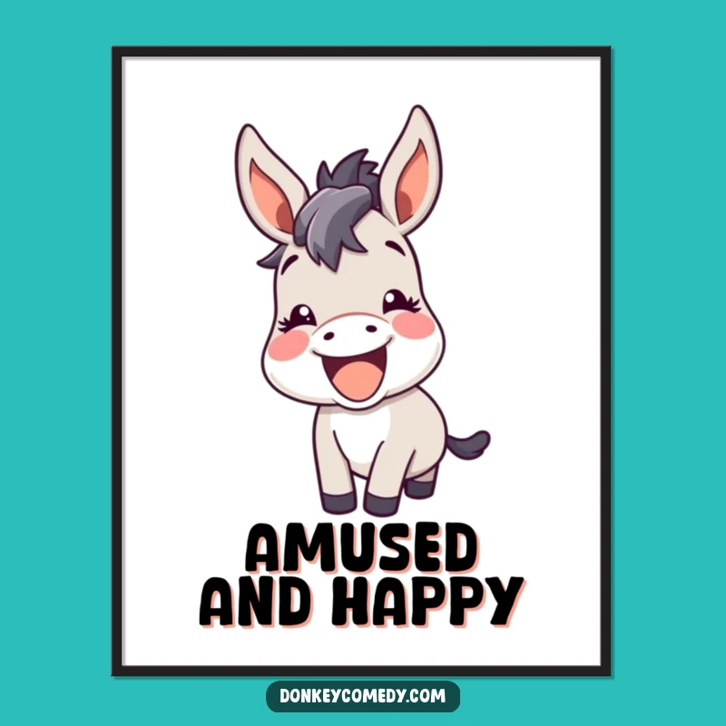 Funny Kawaii Donkey Bray Digital Art: Instant Happiness and Laughter