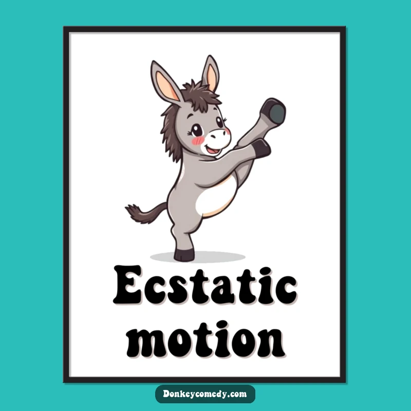 Funny Kawaii Donkey Kicking Digital Art: Instant Download of Pure Joy