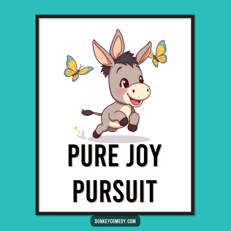 Funny Donkey Butterfly Chase Digital Art - Humorous Gift for Instant Joy