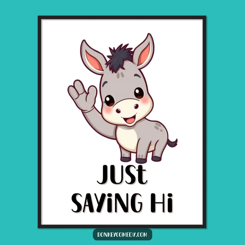 Funny Donkey Digital Art: Cheerful Wave Printable Art for Walls