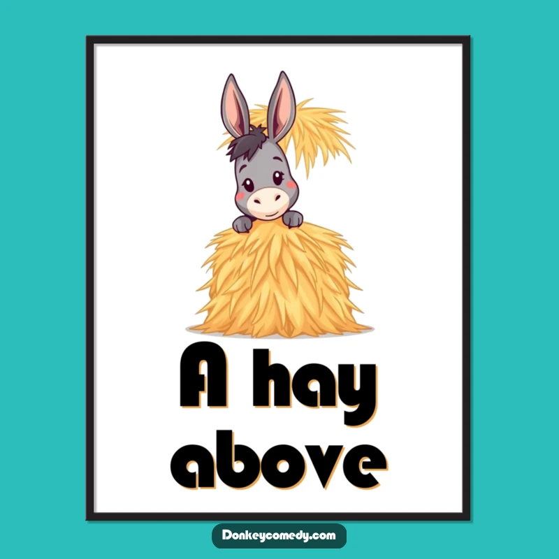 Funny Donkey Hay Peek Digital Art Print: Instant Whimsy for Your Walls, a Quick Funny Gift