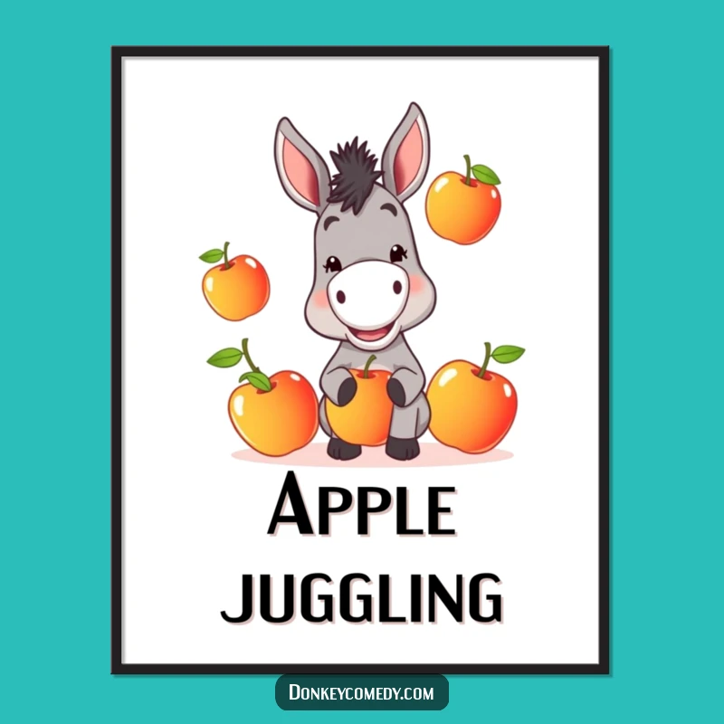 Funny Donkey Juggling Digital Art: Mischievous Grin Surprise, Instant Hilarious Decor, Perfect Gift!
