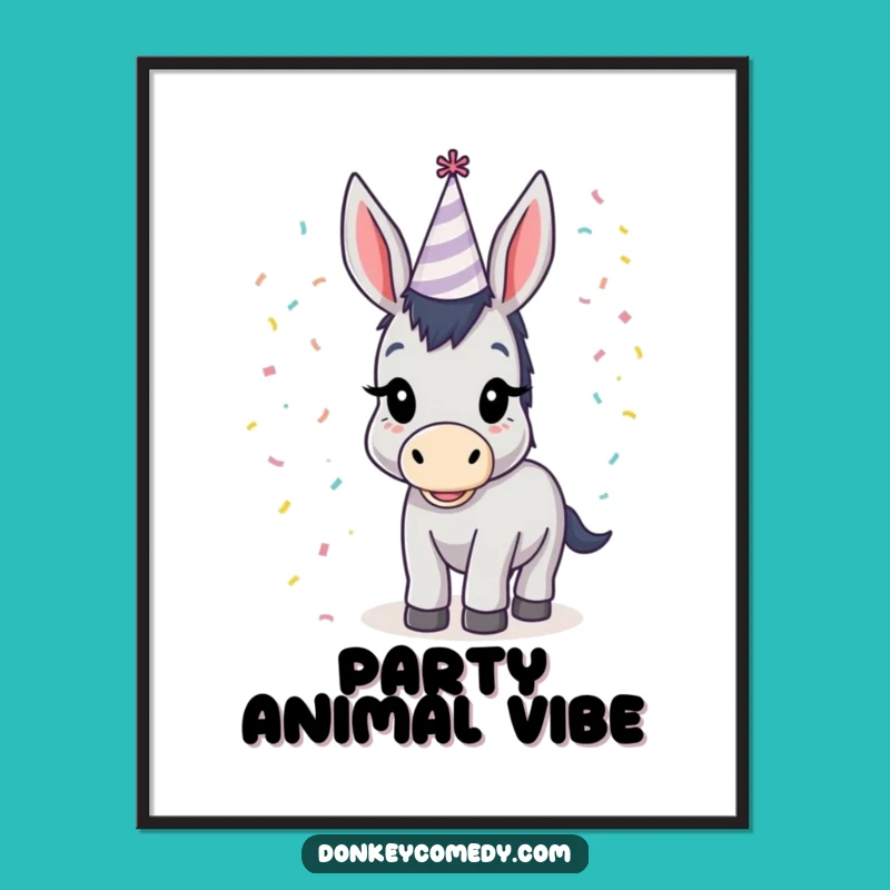 Funny Donkey Party Hat Digital Art: Instant Hilarious Decor for Your Walls!