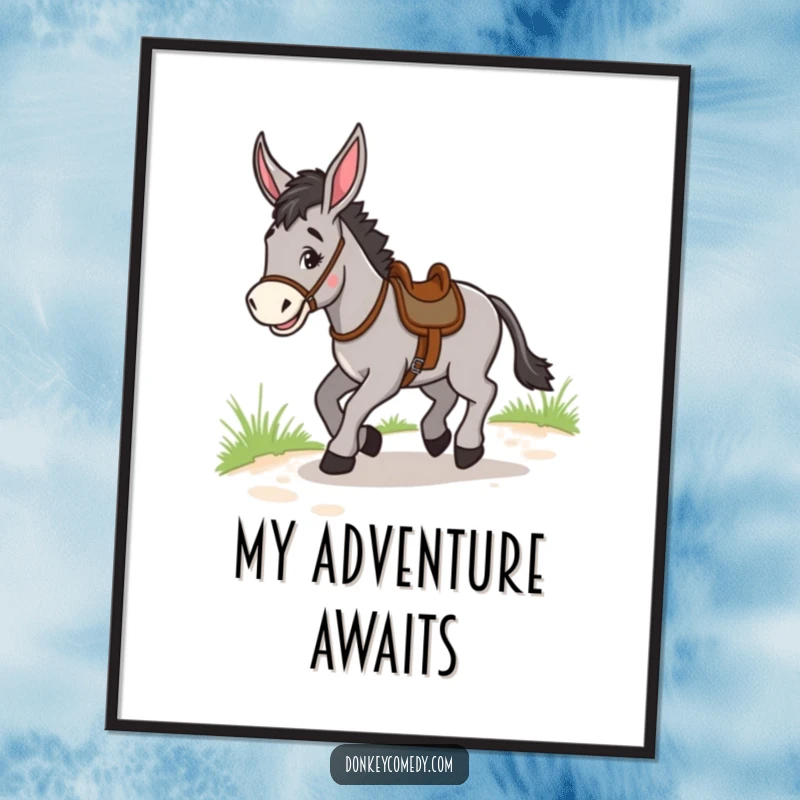Funny Donkey Trotting Digital Art Print: A printable artwork of a donkey joyfully trotting, ready to inspire funny journeys.
