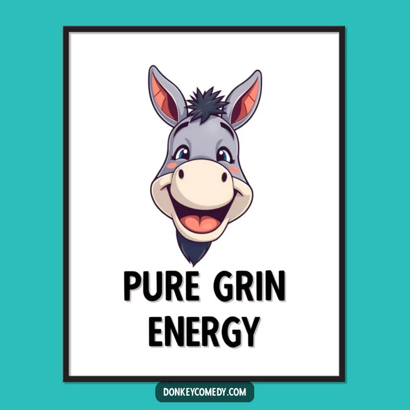 Funny Grinning Donkey Digital Art Print: Instant Joyful Smiles for Your Walls, a Quick Funny Gift