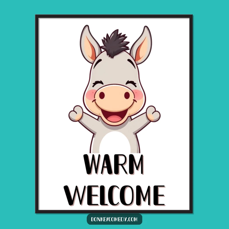 Funny Kawaii Donkey Nodding Digital Art: Instant Download of Friendly Vibes