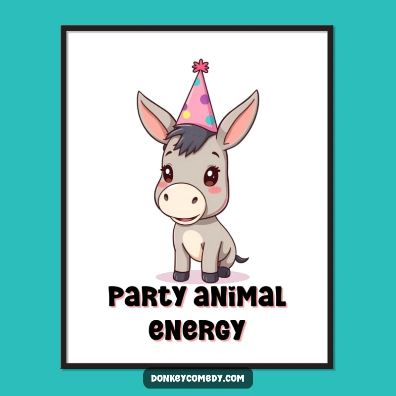 Funny Party Donkey Digital Art - Kawaii Animal Oversized Party Hat Print