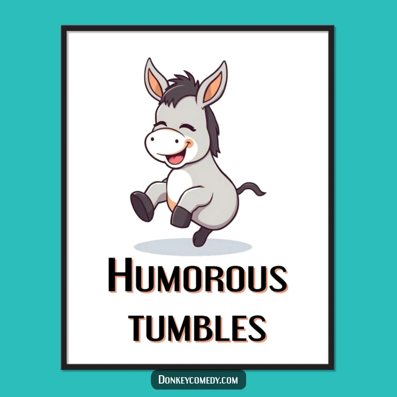 Funny Kawaii Donkey Tripping Digital Art: Instant Download of Giggles