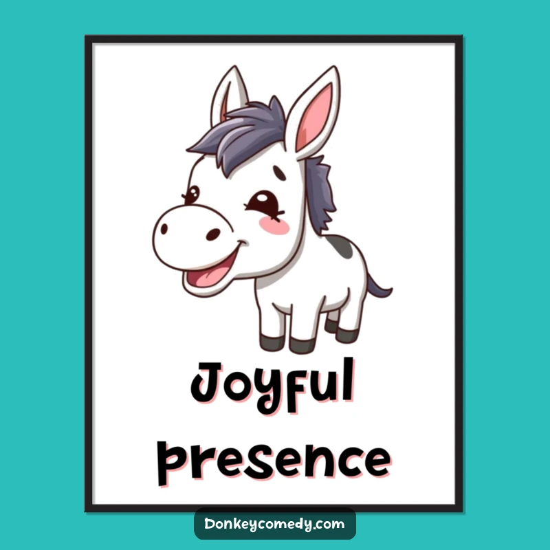Funny Kawaii Donkey Braying Digital Art: Instant Download of Happy Vibes