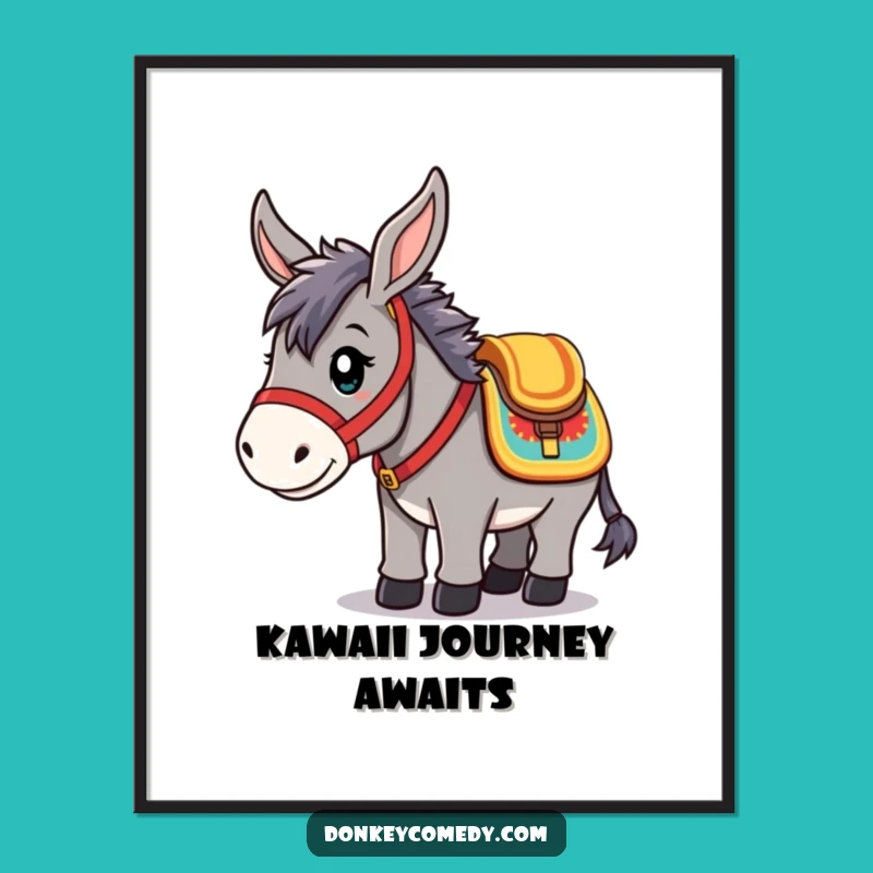 Funny Kawaii Donkey Digital Art: Ready to Explore, Hilarious Gift Download