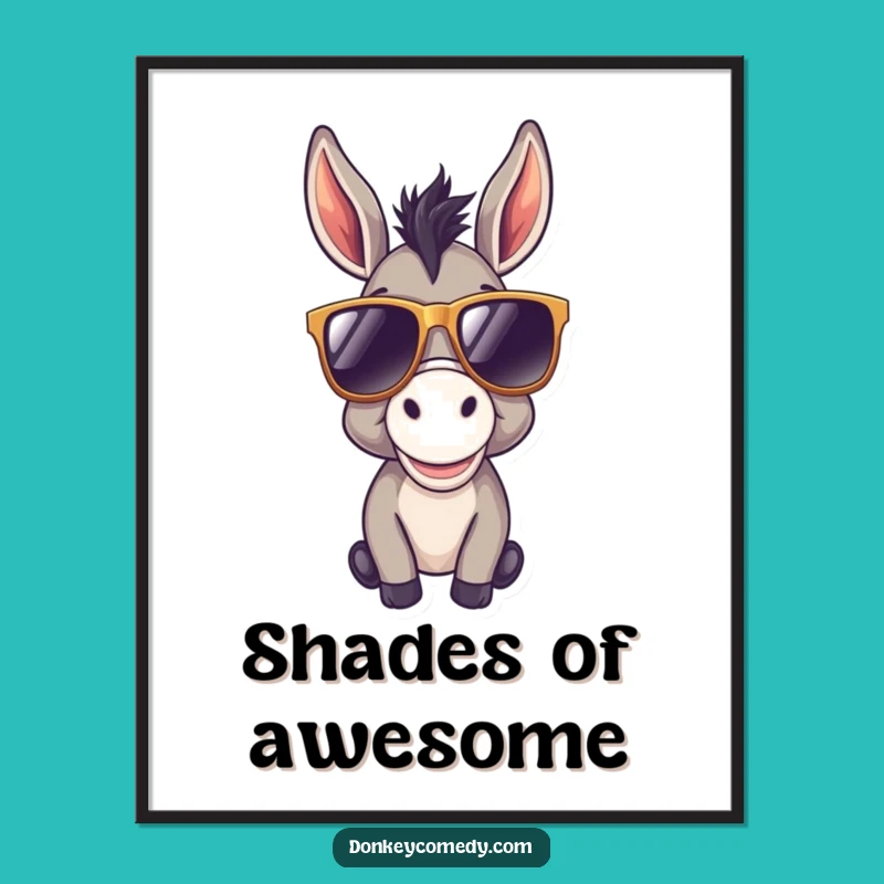 Funny Cool Donkey Sunglasses Digital Art - Instant Hip Decor for Walls