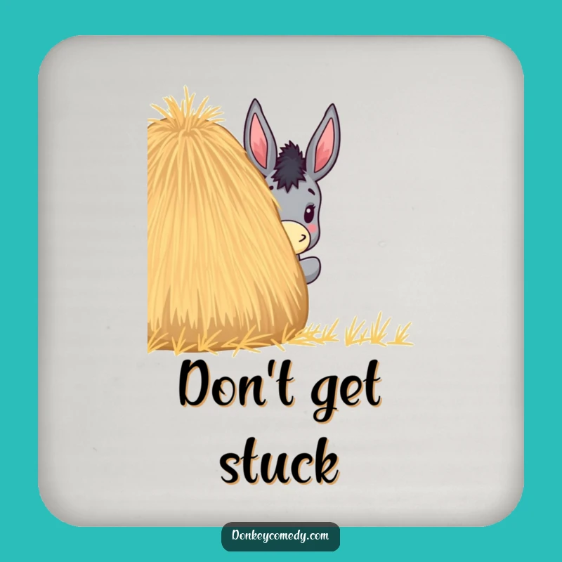 Funny Donkey Haystack Peek Coaster - Humorous Gift for Tabletop Fun
