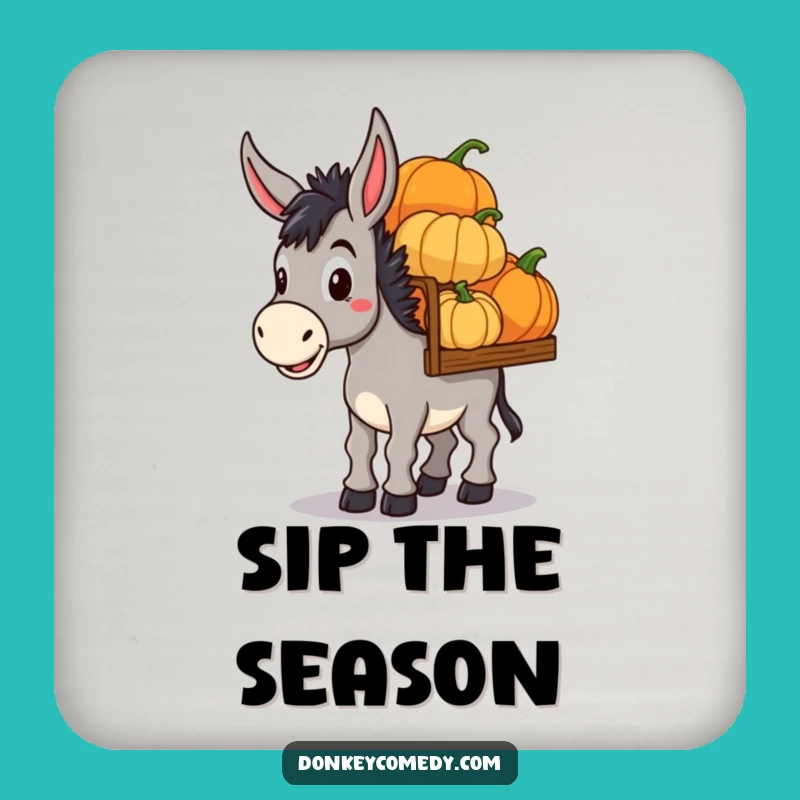 Funny Donkey Pumpkin Haul Coaster Set: Determined Gift for Fall Tables