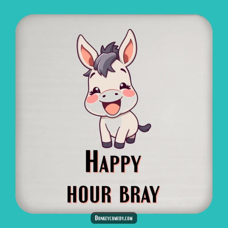 Funny Kawaii Donkey Bray Drink Coaster: Add Happy Vibes to Your Surfaces