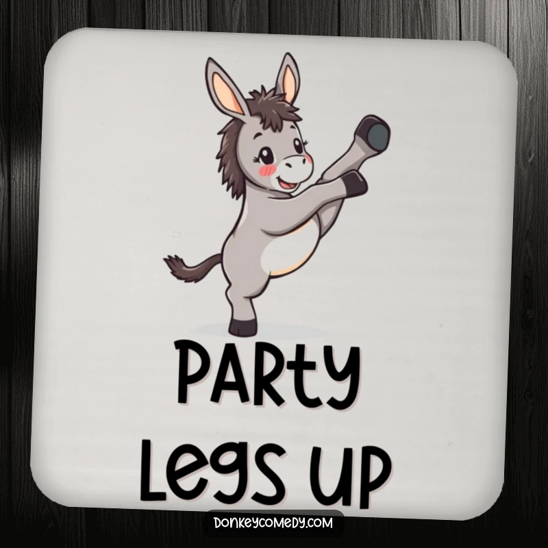 Funny Kawaii Donkey Kicking Coaster: A coaster showing a donkey kicking its legs, adding a touch of playful humor to any table.