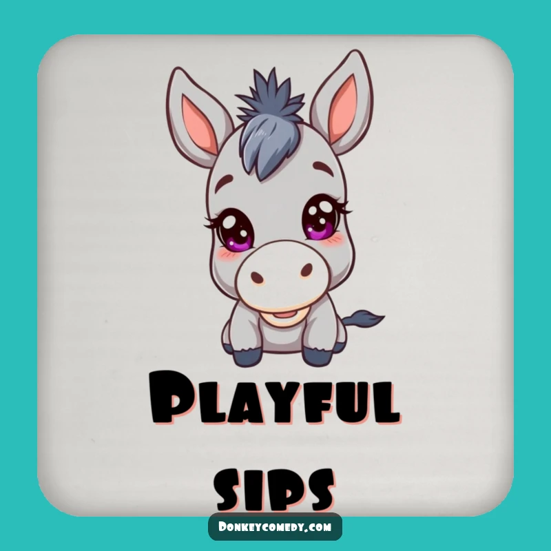 Funny Kawaii Donkey Mischief Coaster: Protect Surfaces with a Sly Grin