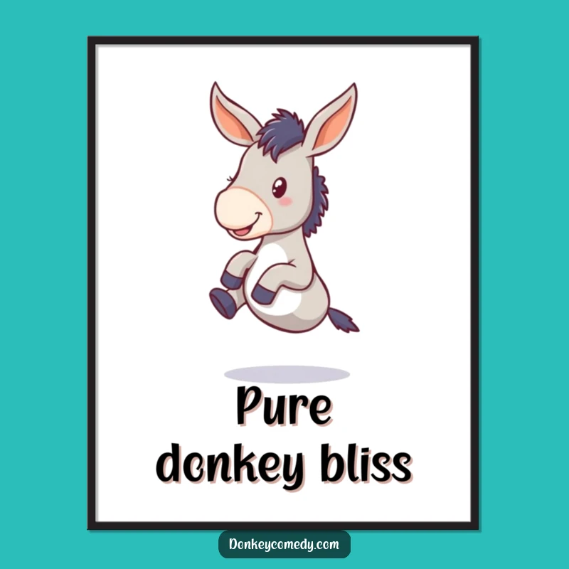 Funny Donkey Floppy Ears Kicking Legs Poster - Joyful Wall Art for Laughs