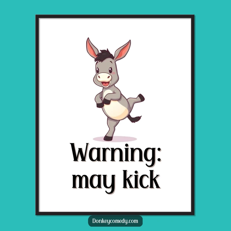 Funny Donkey Kick Poster: Decorate with Dynamic Humor, a Hilarious Wall Art Funny Gift
