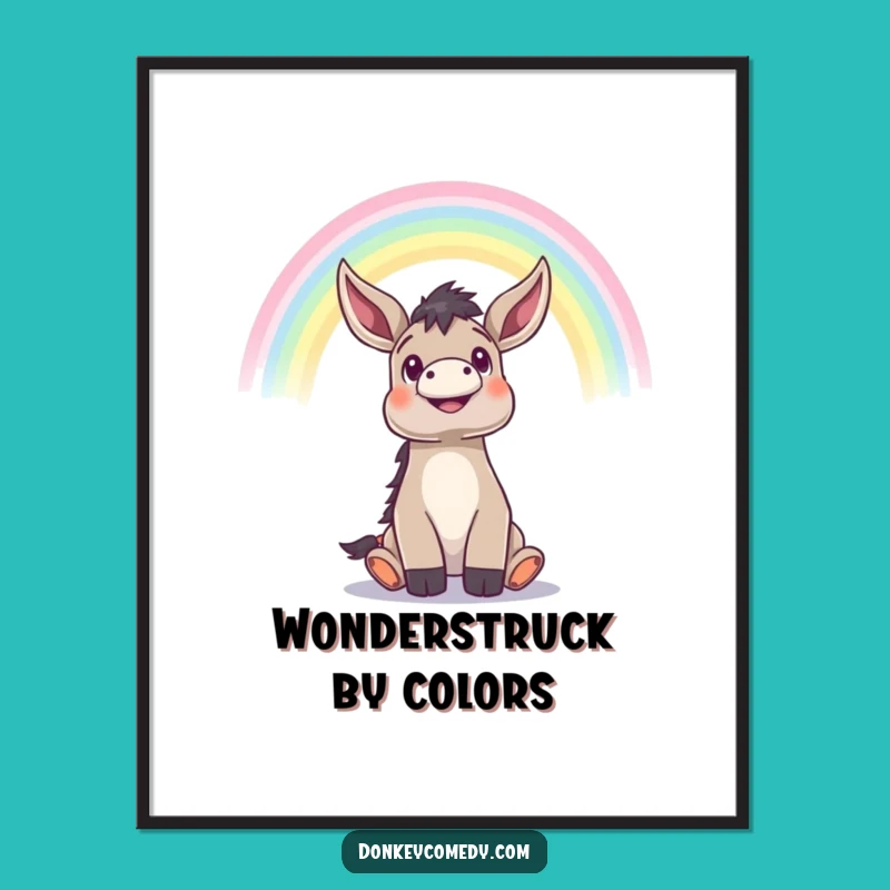 Funny Donkey Rainbow Poster - Inspirational Art for Walls