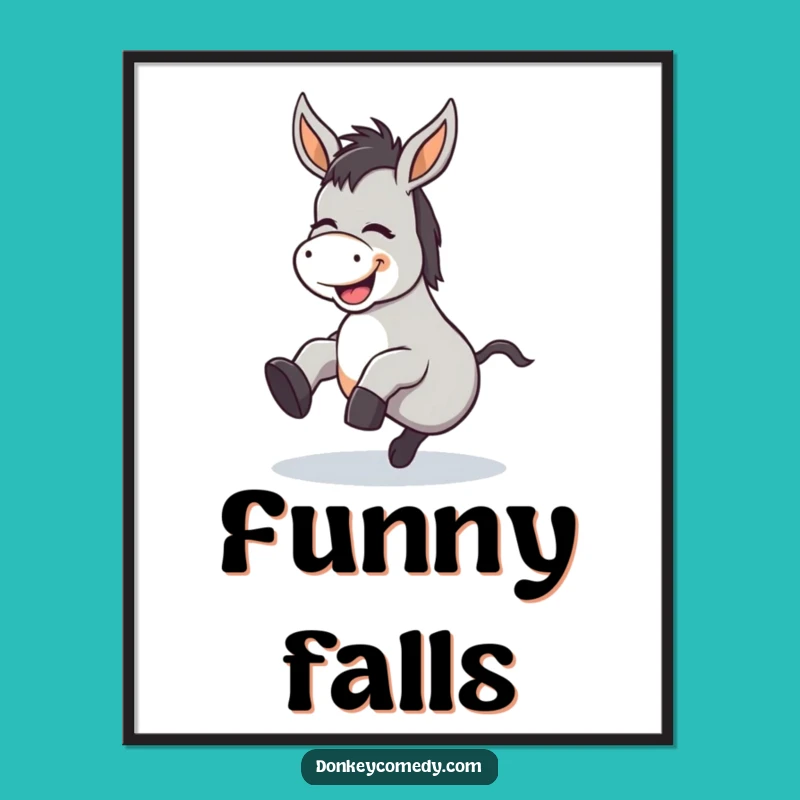 Funny Kawaii Donkey Tripping Poster: Decorate with Hilarious Wobbles