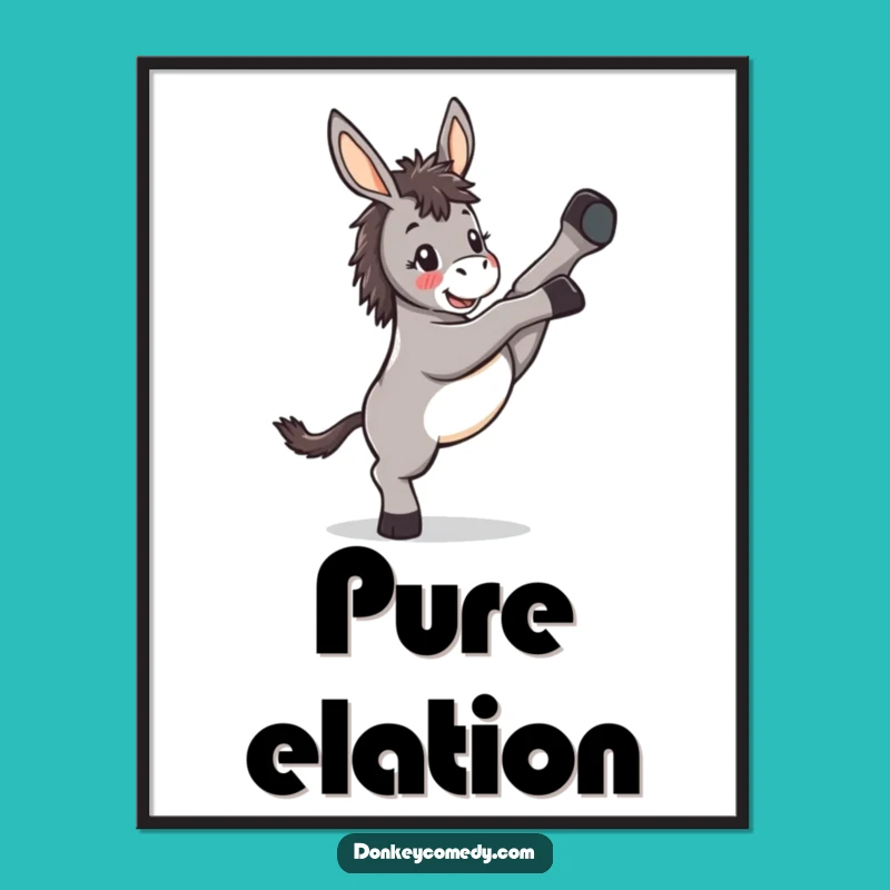 Funny Kawaii Donkey Kicking Poster: Decorate with Delightful Energy