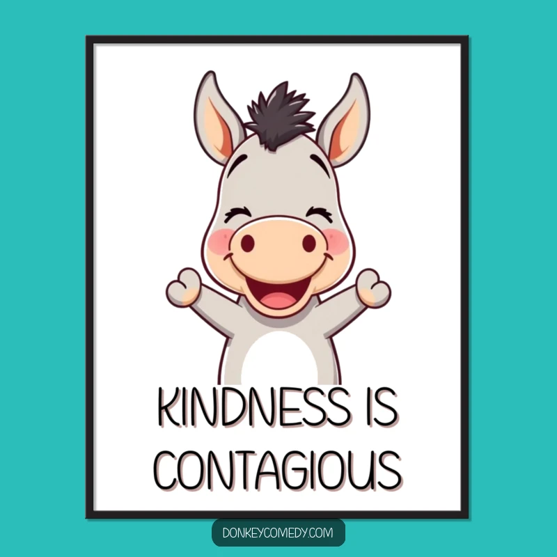Funny Kawaii Donkey Nodding Poster: Decorate with a Welcoming Smile