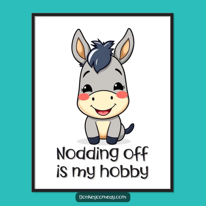 Funny Kawaii Donkey Poster: A Cheerful Smile to Brighten Your Wall