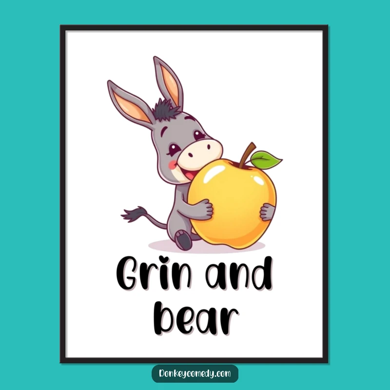 Funny Donkey Apple Poster - Bring Joyful Art Home