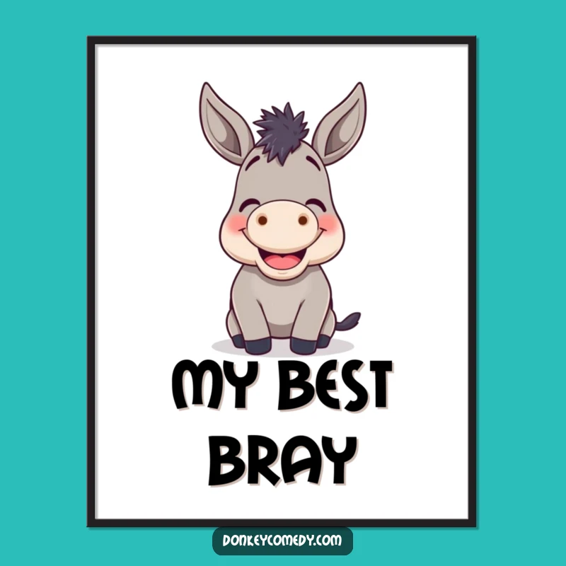 Funny Donkey Braying Poster: Cheerful Wall Art Gift for Instant Joy