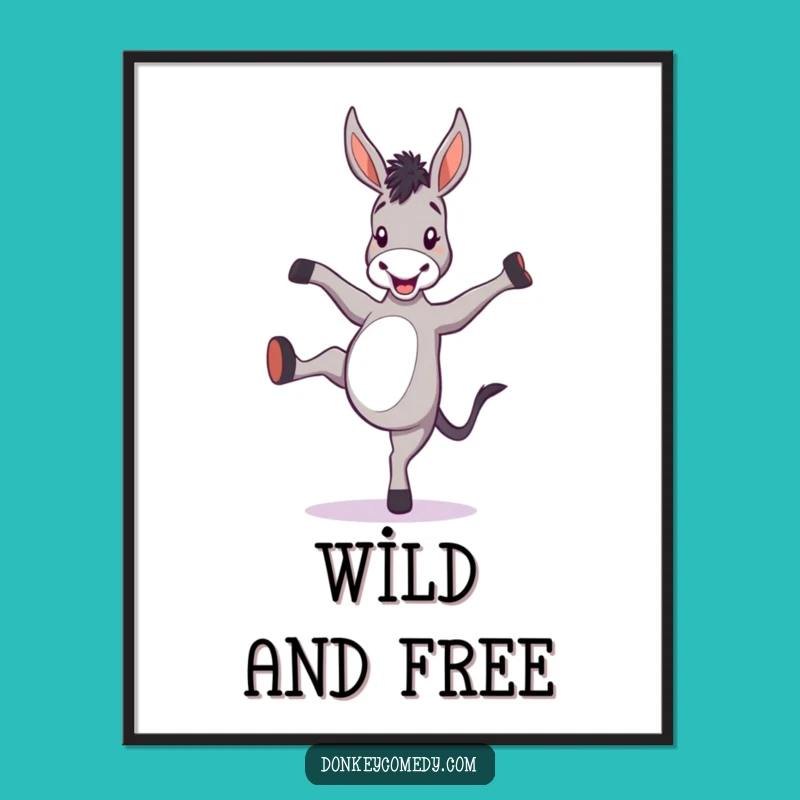 Funny Donkey Kicking Heels Poster - Joyful Animal Art Gift