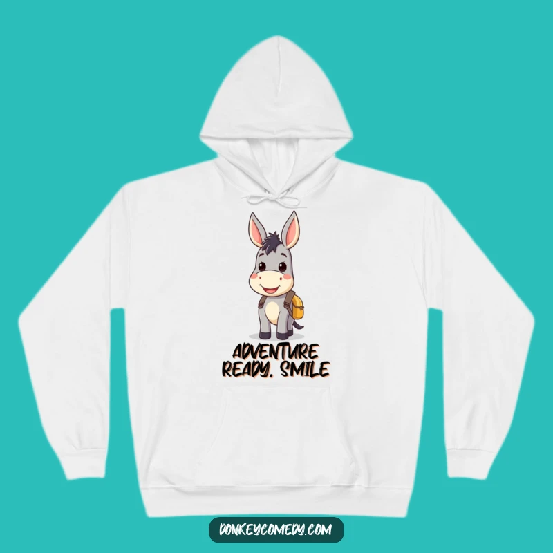 Cozy Kawaii Donkey Smile Backpack Hoodie - Warm Comfort & Cute Style