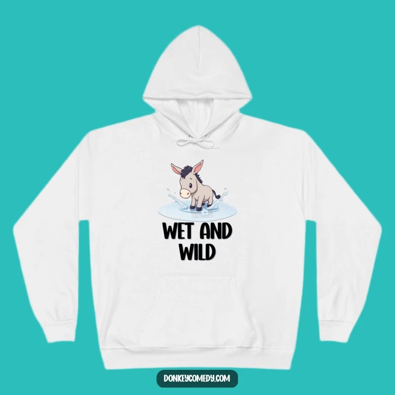 Funny Donkey Puddle Splash Hoodie - Cozy Humorous Gift for Water Lovers